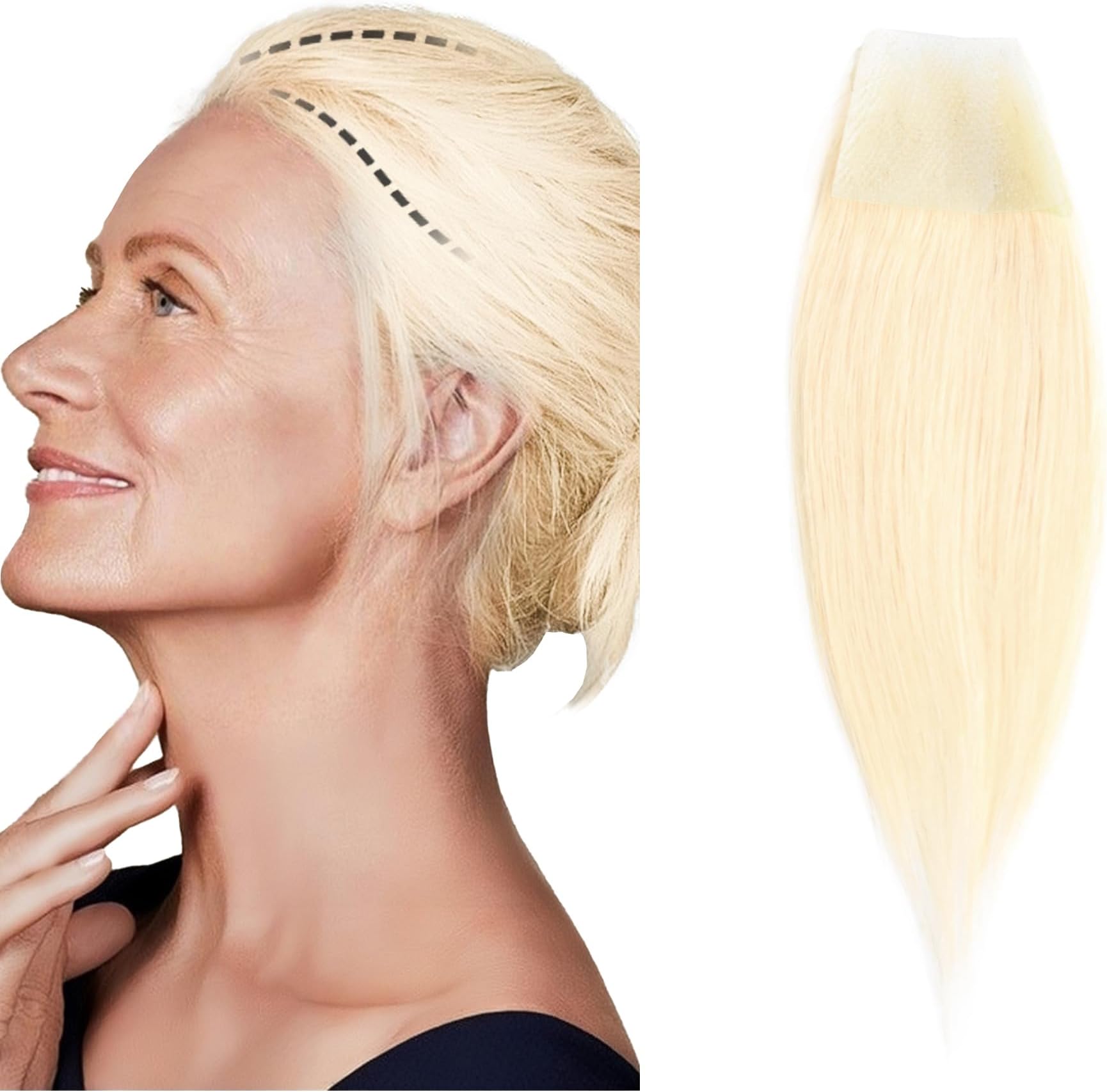 scar human hair replacement Accidental burns without hair for men women Hairline Loss Straight Tape in Replacement Toupee (Light Blonde, 60#, 1.57"x1.57")