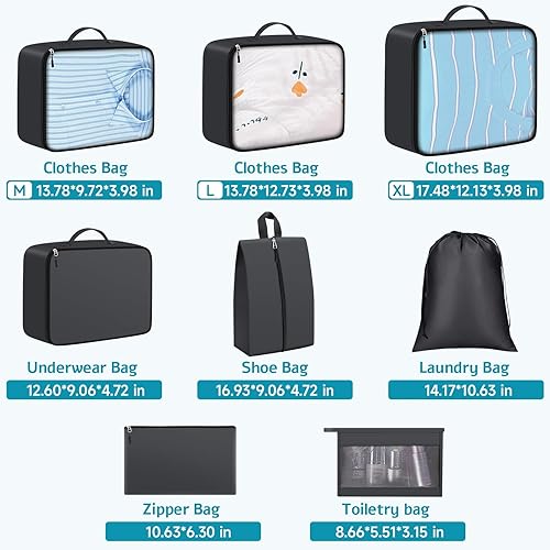 Miniatura 2 de Juego de 8 cubos de embalaje para artículos esenciales de viaje, bolsas de embalaje, accesorios de viaje de mano, organizadores de maletas