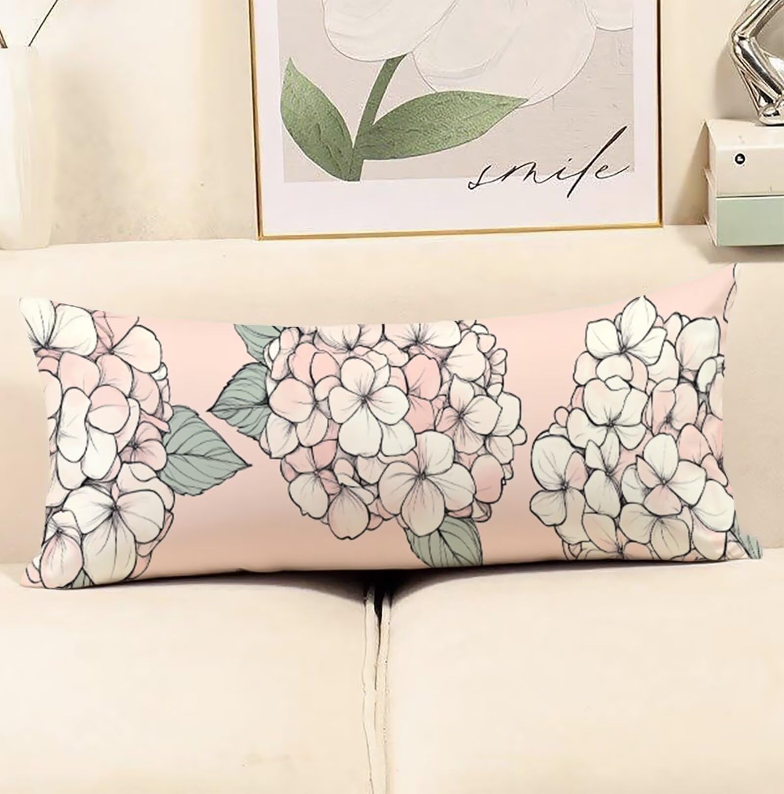 Poszewka na poduszkę poduszka do łóżka 60 x 180 cm różowy wzór poszewki na sofę, poduszki na sofę bawełna len poszewka na poduszkę poprawia jakość snu, do dekoracji łóżka do domu salonu kwiat R-4213