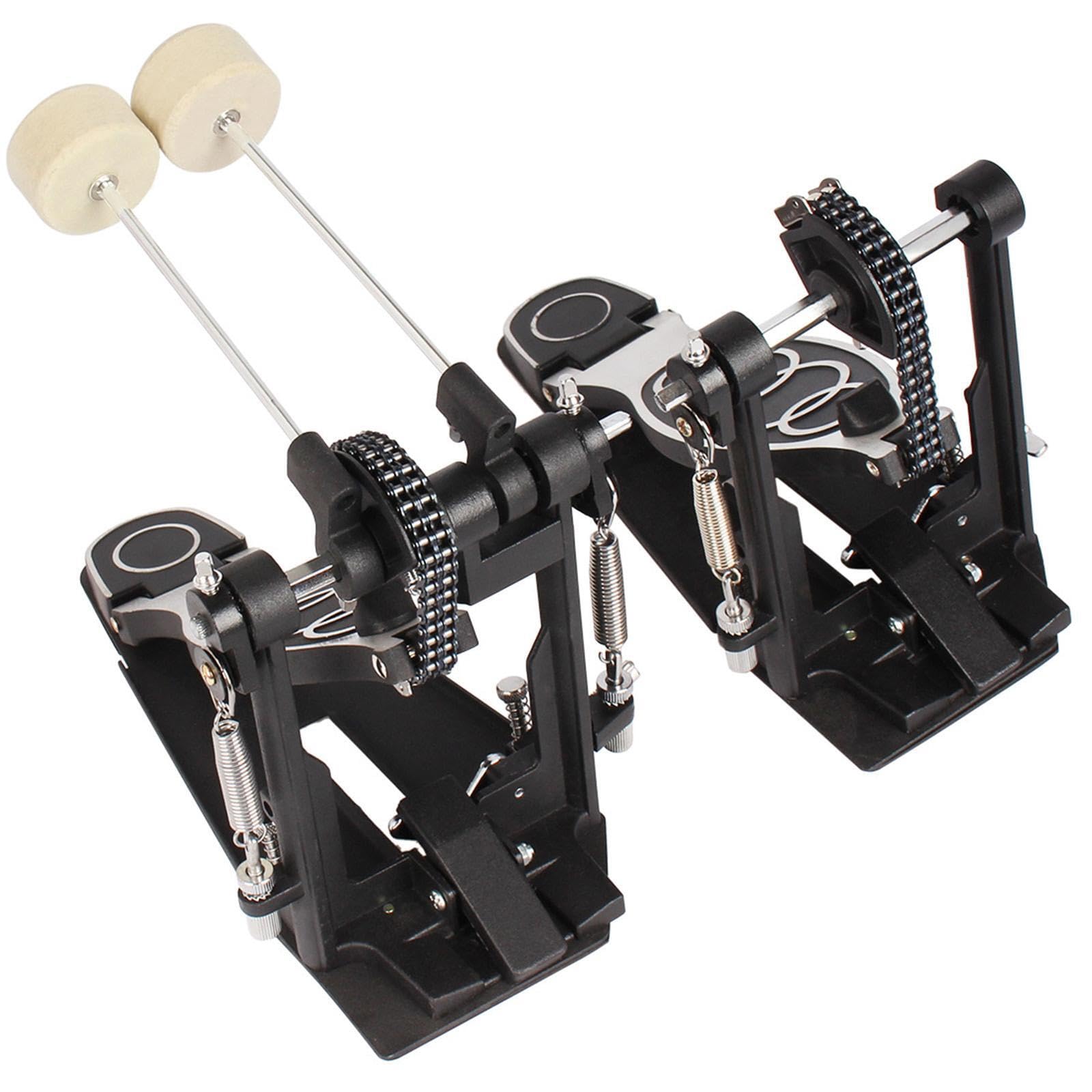Pedal de bombo doble, eléctrico, de doble cadena, antideslizante, con funciones ajustables, ideal para bateristas. Instrumento de percusión.