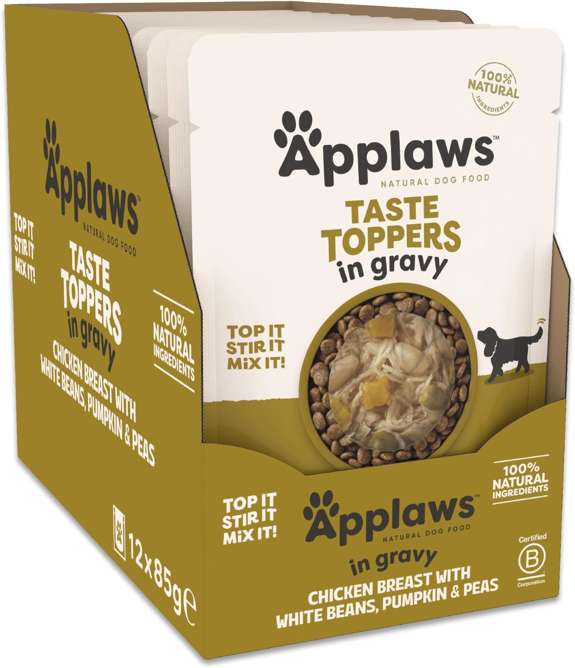 Applaws Natural Wet Dog Food Pouch, Chicken with Veg in Broth - 12 x 85g