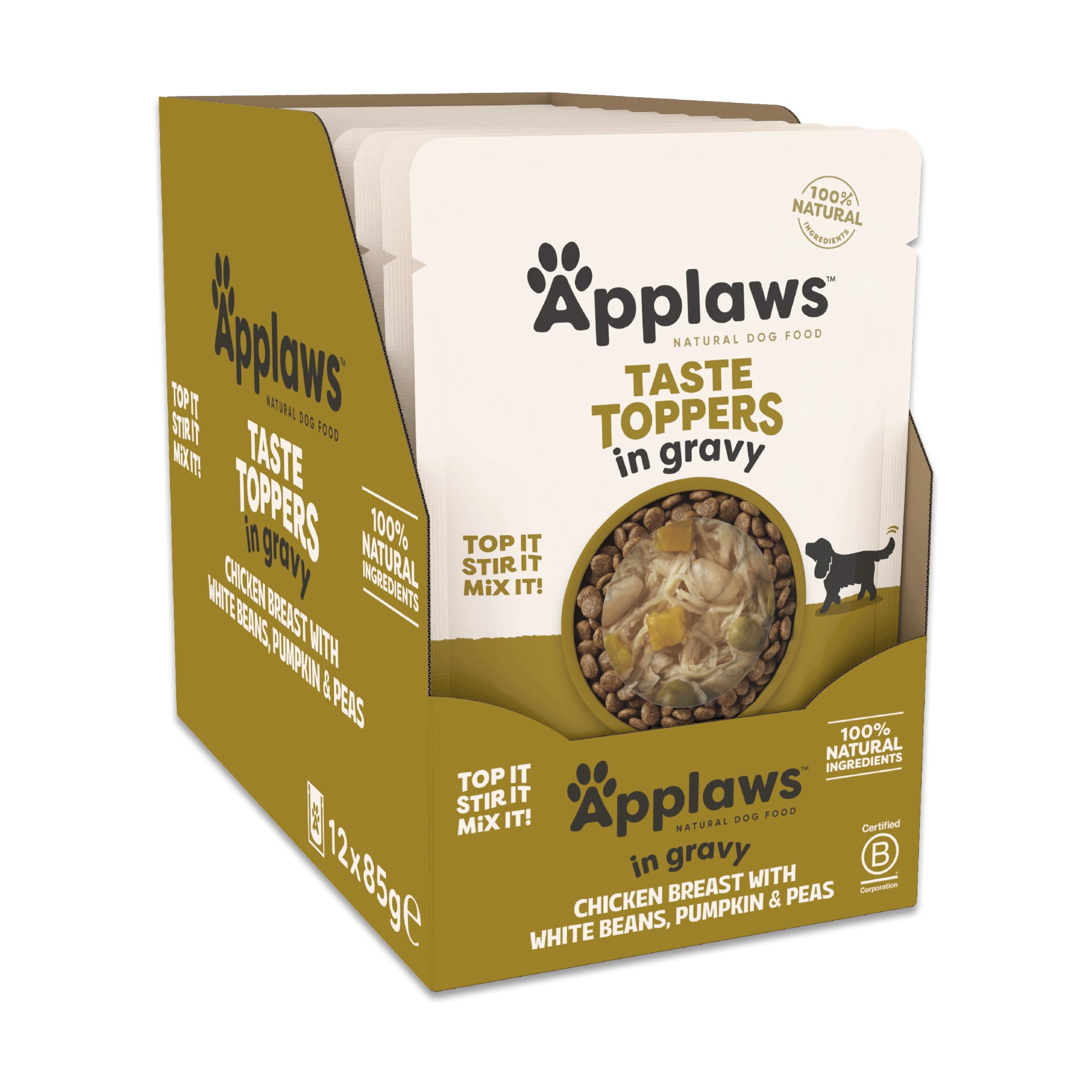 Applaws Natural Wet Dog Food Pouch, Chicken with Veg in Broth - 12 x 85g