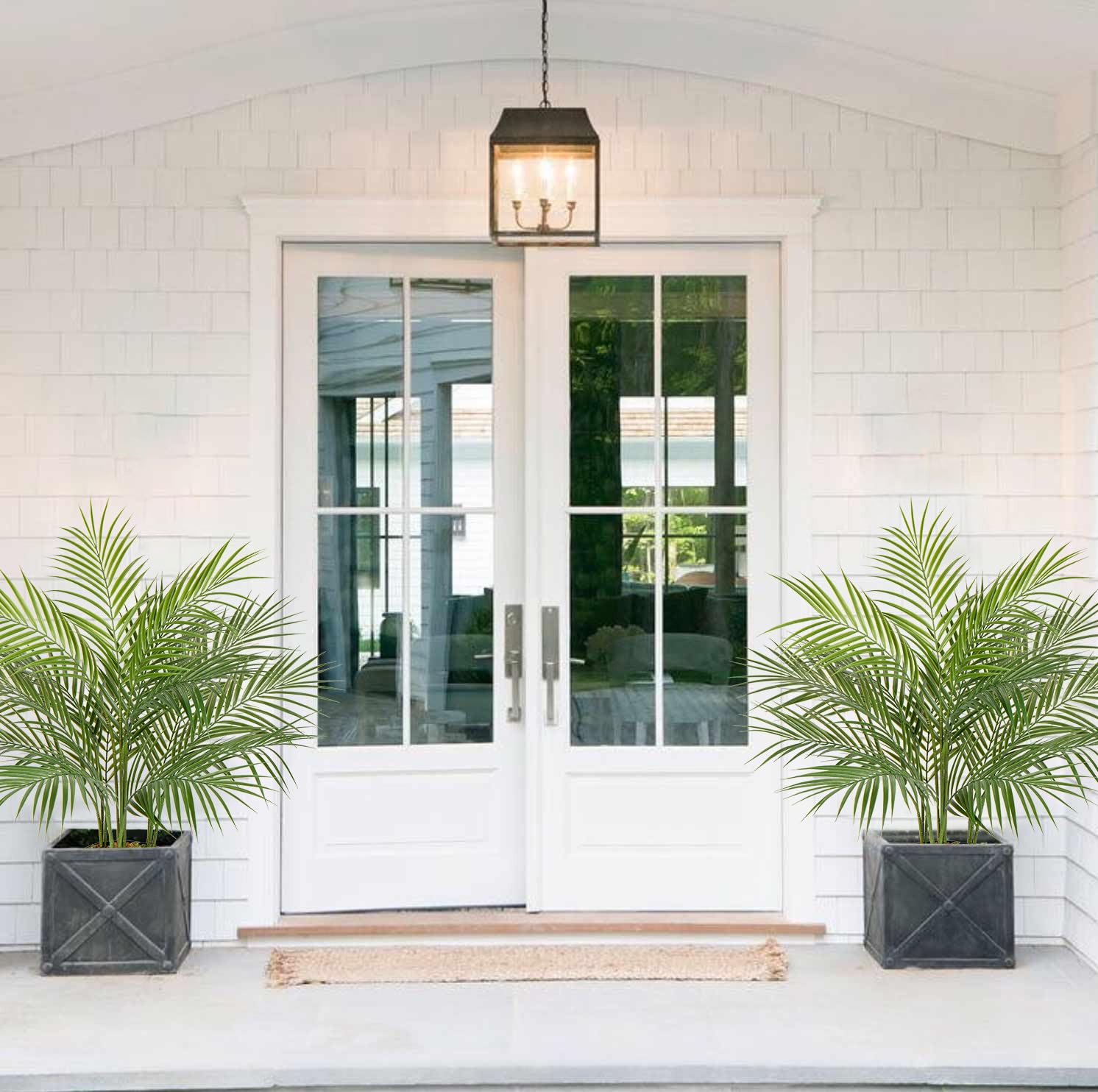 Lot de 2 Palmiers artificiels Areca de 80 cm - Faux Palmier Tropical - Dypsis Lutescens - Plantes en Pots pour Maison, Bureau, Balcon, décoration intérieure et extérieure