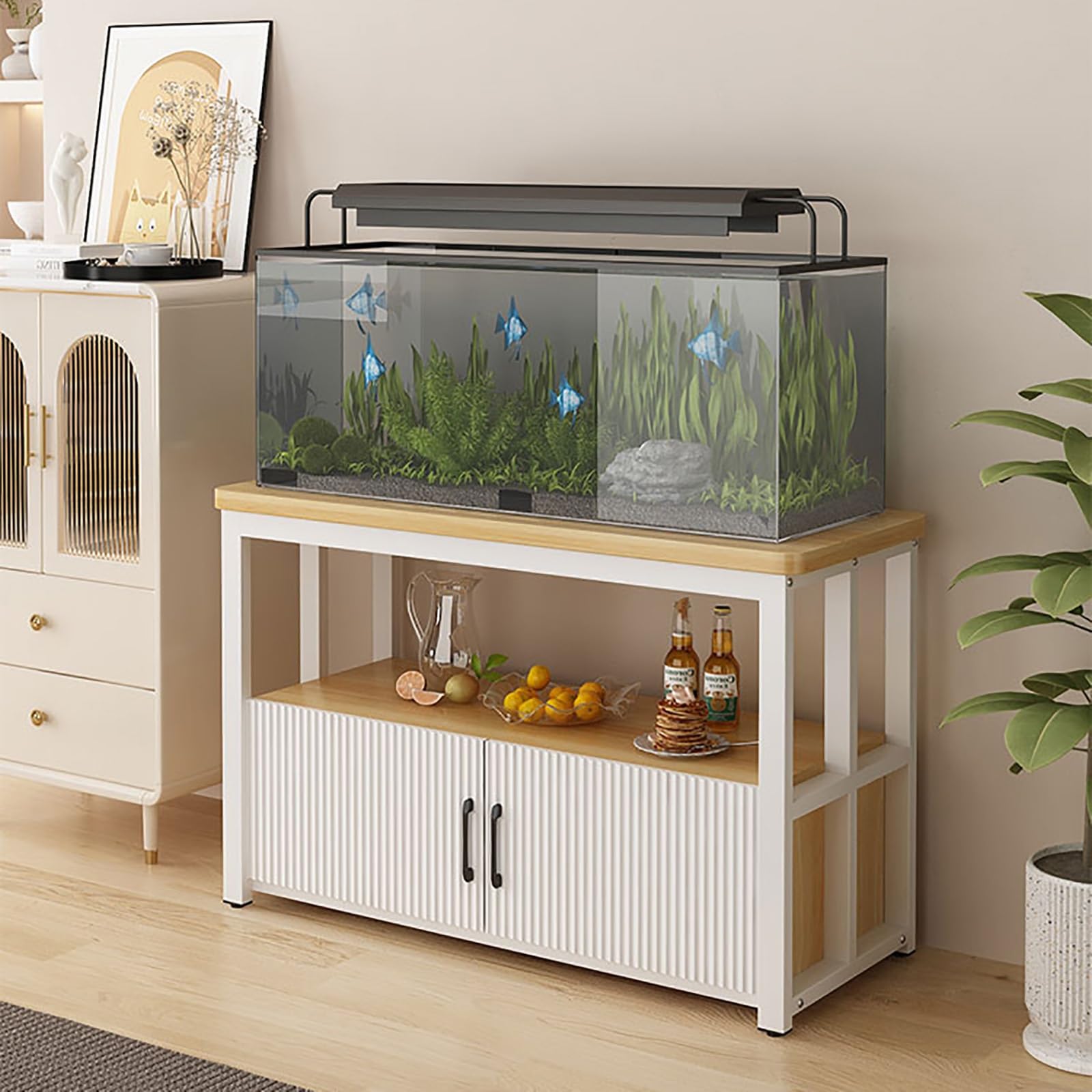 Meuble pour aquarium avec placard pour cacher filtres et câbles