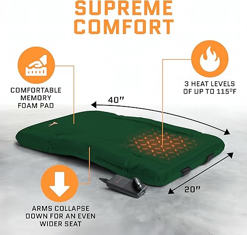 Miniatura 2 de Asientos de estadio con calefacción para gradas con respaldo Batería USB incluida 3 niveles de calor mejorados Silla plegable 4 bolsillos para