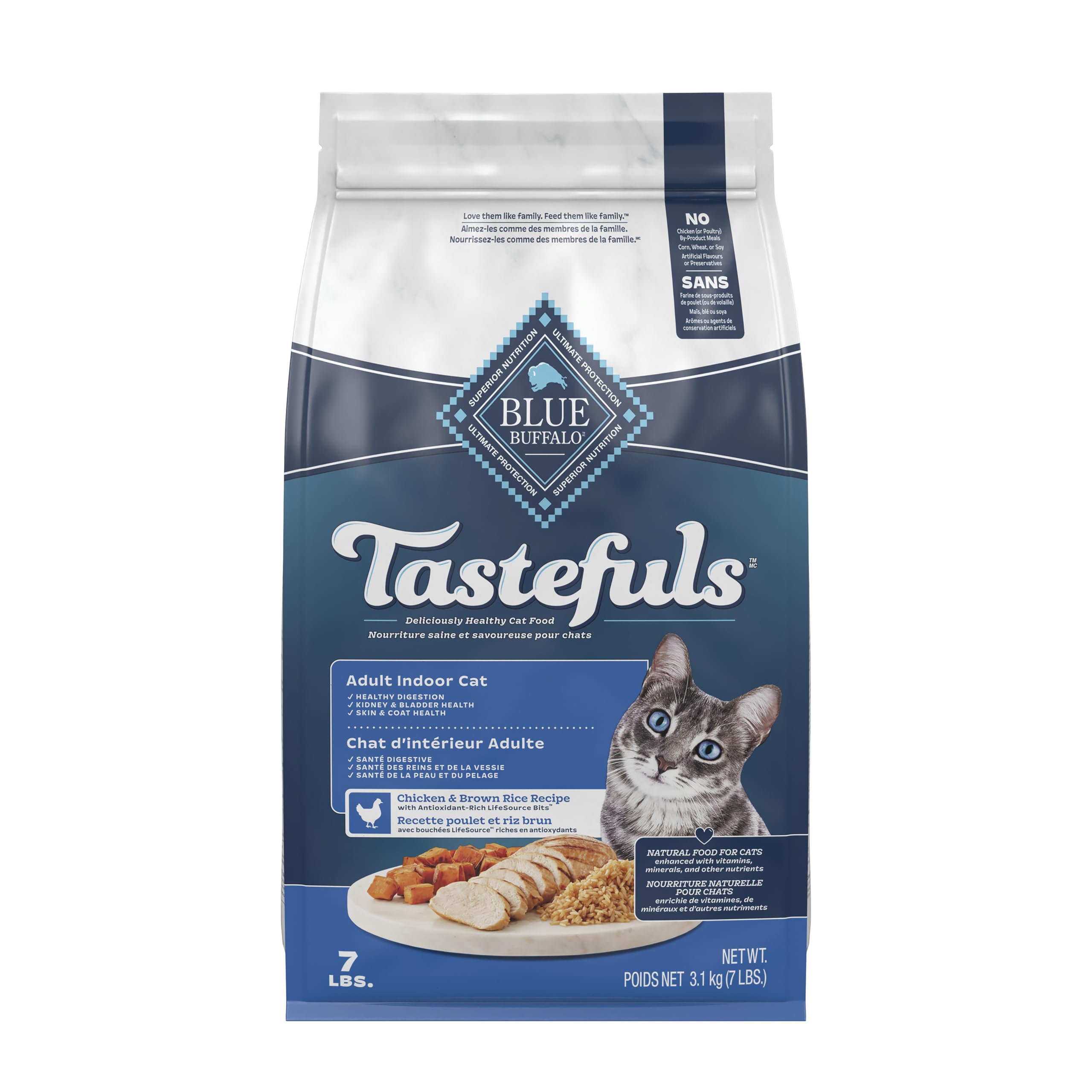 Blue Buffalo Indoor Health Natural Adult Dry Cat Food, Chicken and Brown Rice 3.1kg Bag - Medium Bag, Kibble image 5