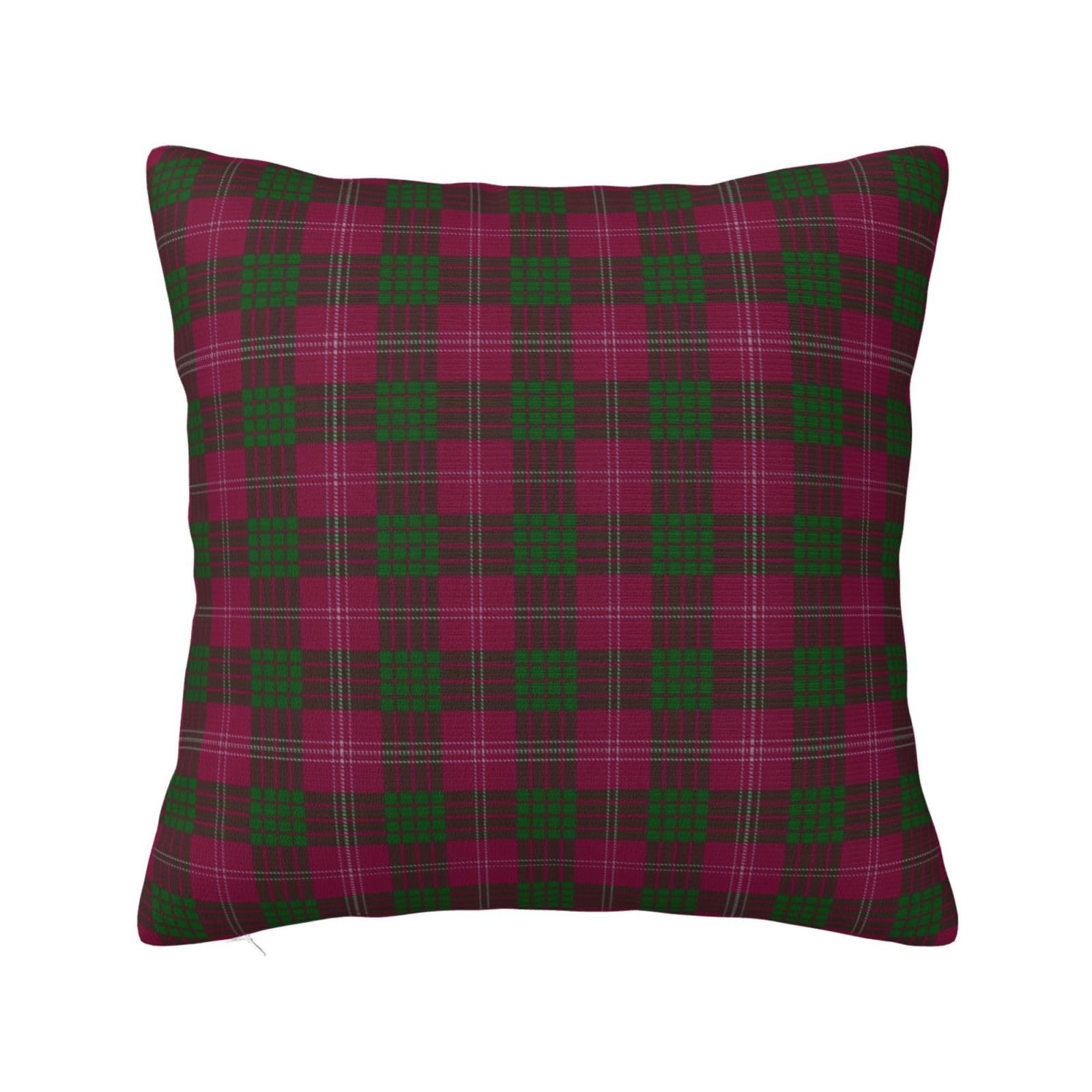 Scottish Clan Crawford Purple Green Tartan Plaid Pillowcase 18"x18"