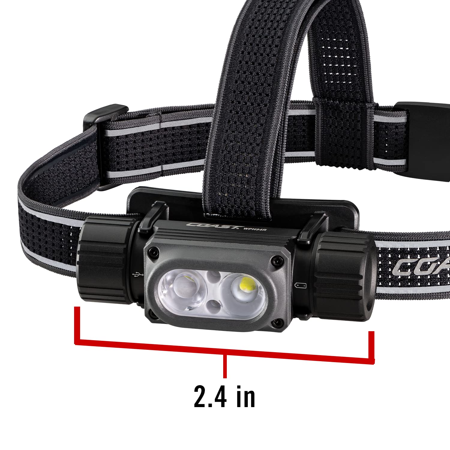 Coast WPH34R Kopflampe - 2000 lm, Wasserdicht IP68, Ultra Hell, USB-C Aufladbar & Dual Power, 6 Leuchtmodi mit Spot- und Flutlicht, Blau/Schwarz