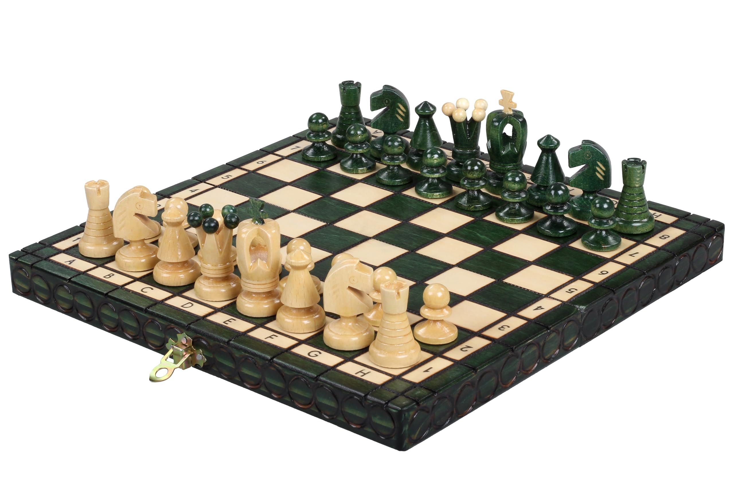 Sunrise Chess Royal - Juego de ajedrez (compacto, elegante y económico), color verde