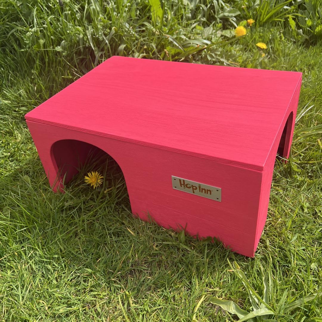 Hop Inn Guinea Pig House Extra Large Two Exits Indoor Outdoor (Flamingo Pink)
