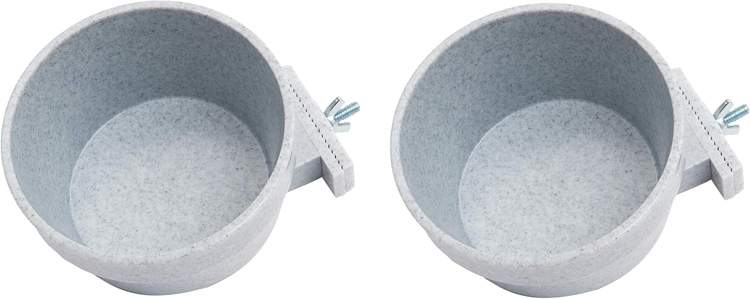 Lixit Quick Lock Cage Bowls for Small Animals and Birds. (20oz Pack of 2, Granite)