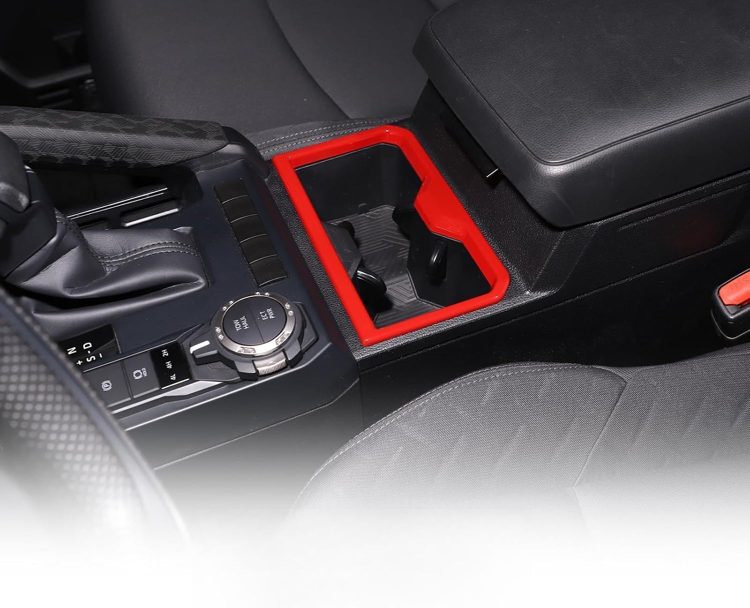 Cup Holder Frame Cover Trim Compatible with Toyota Tacoma 2024 2025 2026, Car Interior Center Console Decoration Accessories (Red)