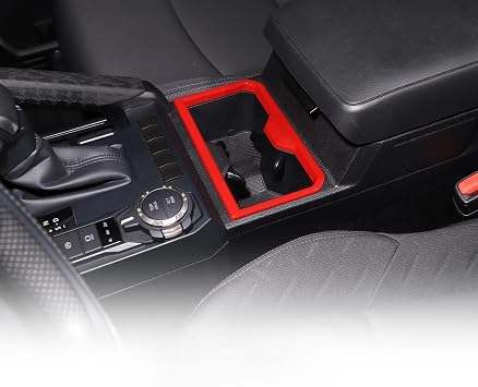 Cup Holder Frame Cover Trim Compatible with Toyota Tacoma 2024 2025 2026, Car Interior Center Console Decoration Accessories Red