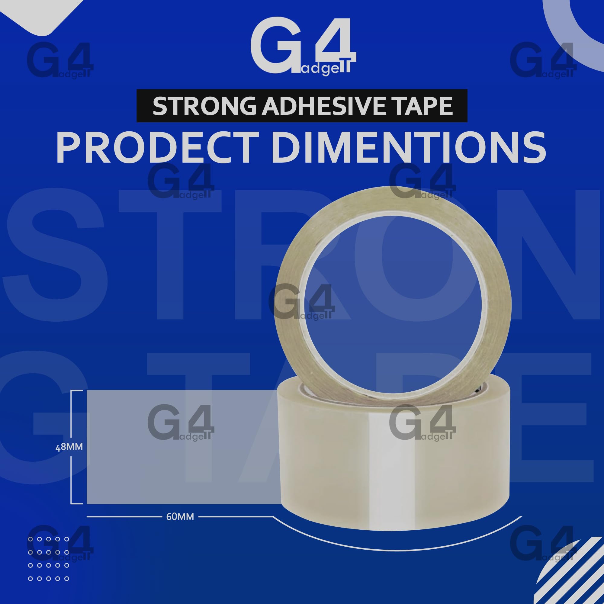 G4GADGET Clear Packing Tape 6 Rolls – 48mm X 66m Strong Transparent Parcel Tape For Moving Boxes, Packaging, And Storage – Secure Adhesive Sealing Tape