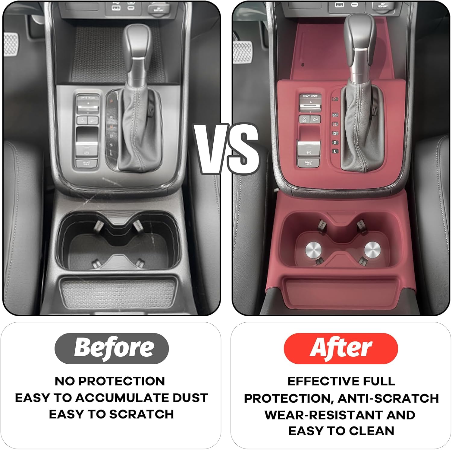 Silicone Gear Shift Panel Trim Cover for 2025 2026 Honda CRV Accessories Anti-Scratch Center Console Water Cup Holder Wireless Charging Protector Pad with CR-V 2023 2024(Not for Hybrid)-Red