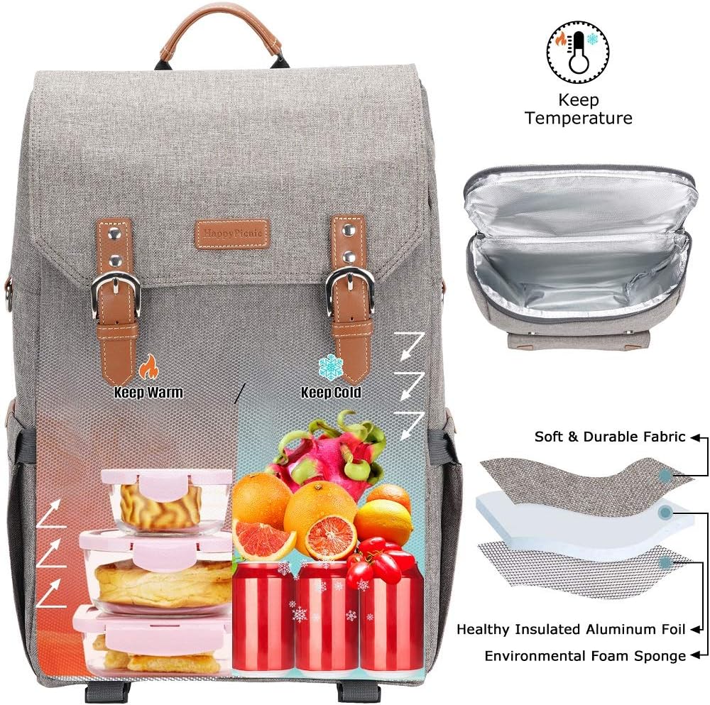Buy HappyPicnic Insulated Picnic Backpack with Roomy Cooler Compartment