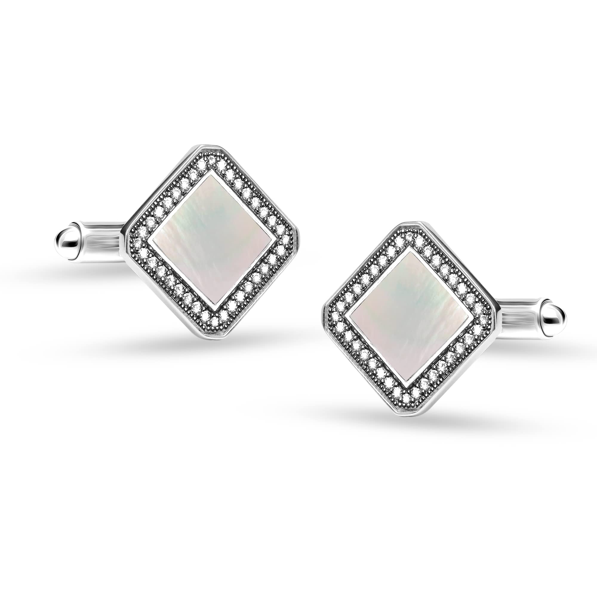 LeCalla 925 Mens 925 Sterling Silver BIS Hallmarked Square Wedding Cufflinks Rhodium-Plated Cubic-Zirconia for Dad Father Grand-Father (B09VN2WLBQ) Amazon Price History, Amazon Price Tracker