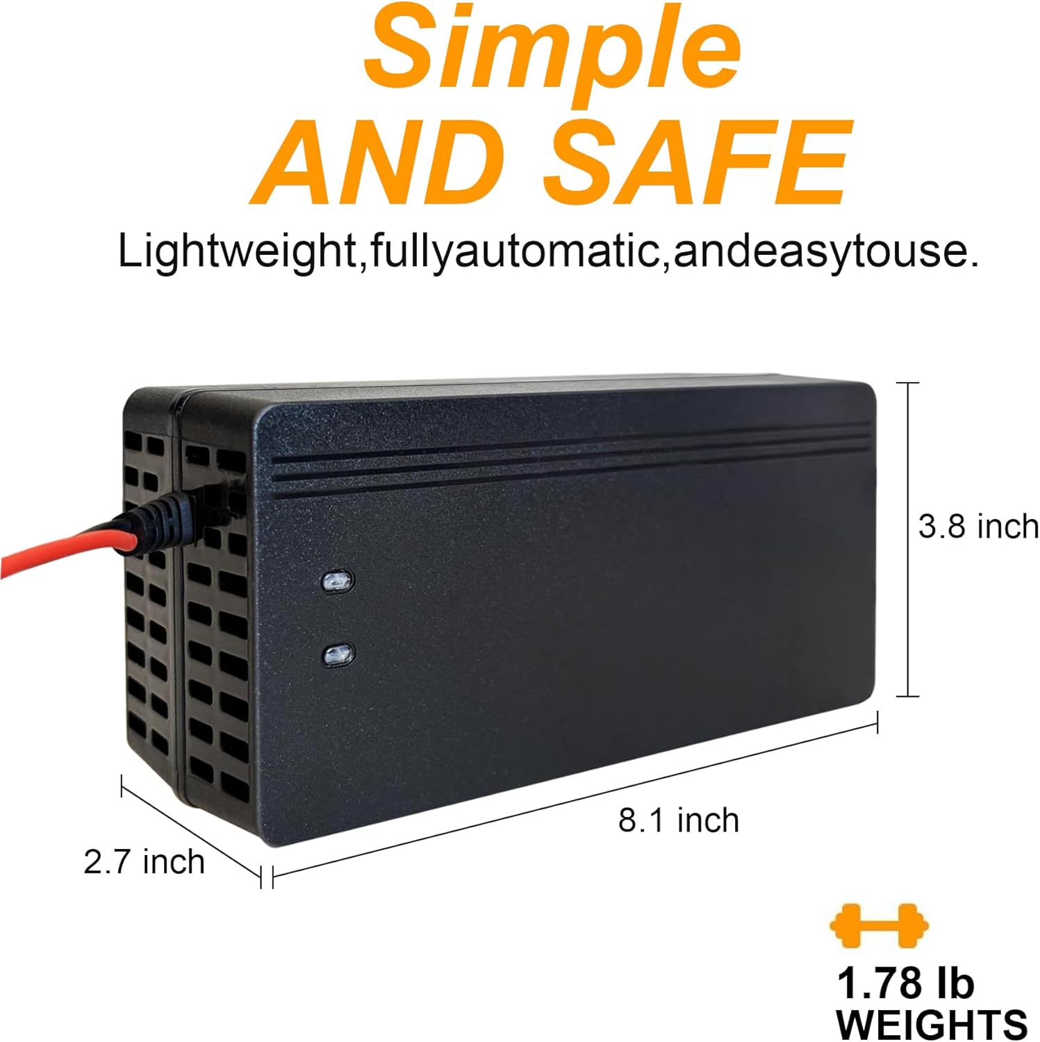 36V 10A Lithium Battery Charger 43.8V LiFePO4 Battery Charger, Battery Maintainer, Smart Charger with LED Indicator Cooling Fan for Lithium LiFePO4 Batteries
