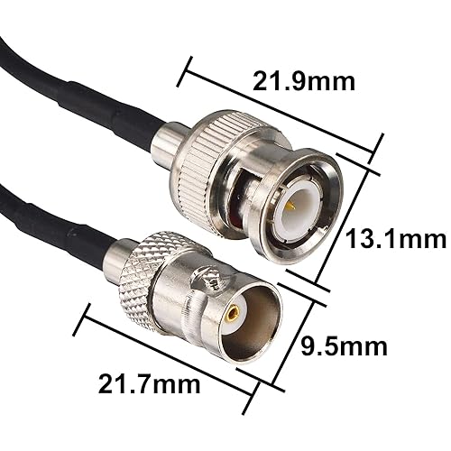 Miniatura 5 de Cable de extensión BNC de 6 pies macho a hembra Cable SDI RG174 de 50 ohmios para escáner Sistema de micrófono inalámbrico Receptor de transmisión