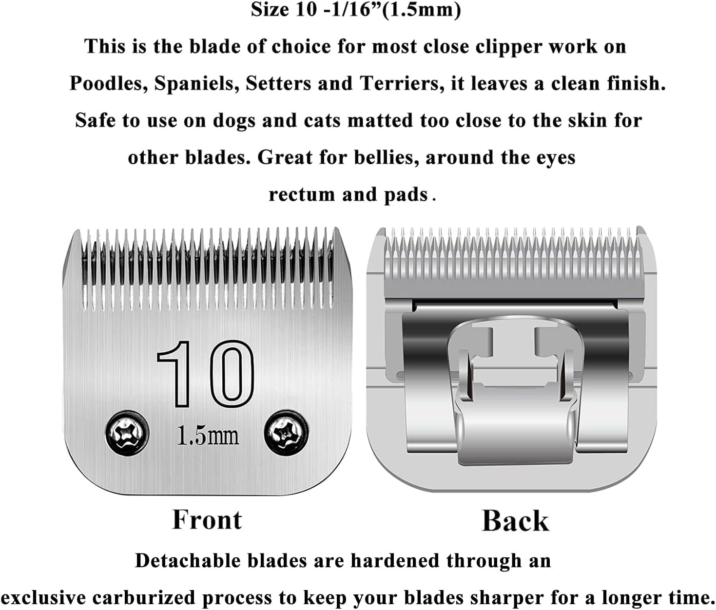 10# Clipper Blades Pet Grooming Clipper Replacement Blades Detachable Blade Compatible with andis/wahl/Oster Dog Clippers 3PCS