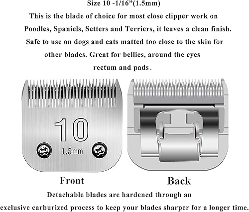 Miniatura 2 de 10# Cuchillas de repuesto para cortadora de mascotas  116 pulgadas de longitud de corte, compatibles con Andis, Oster A5, Wahl KM-10 Series
