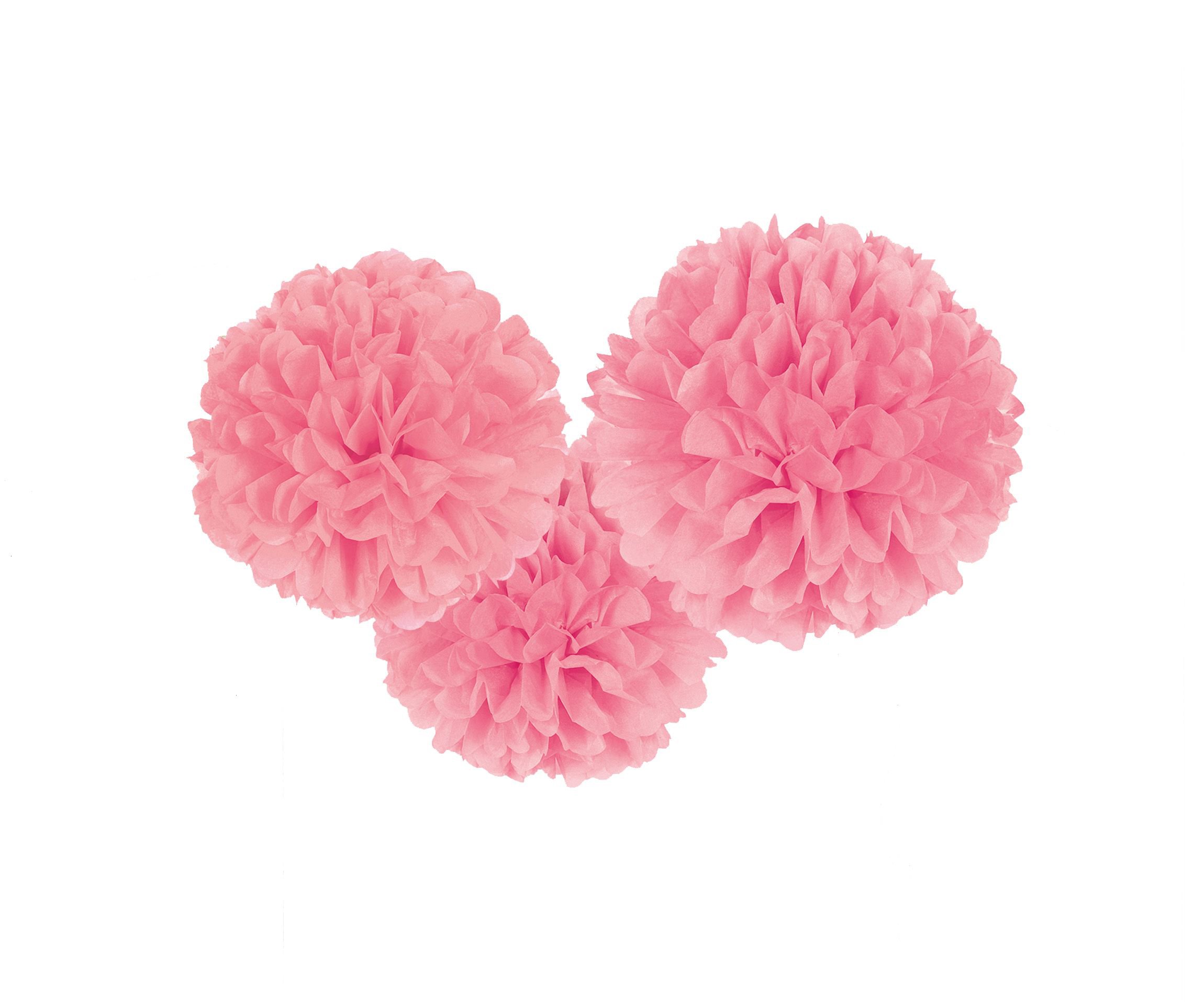 (PKT) 3 Pack Pink Fluffy Paper Dcorations 40cm