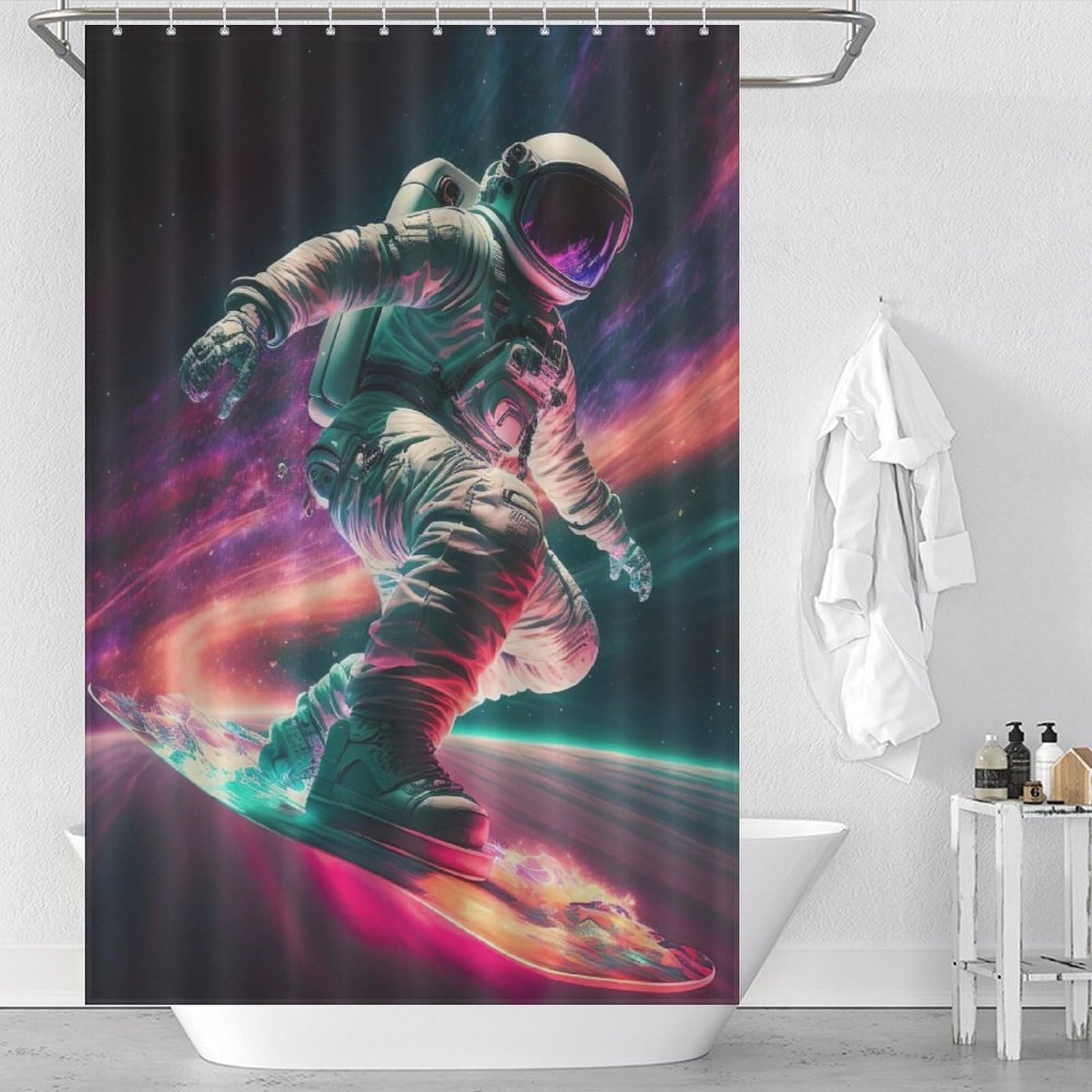 Astronaute rideau de douche polyester pour éviter l'eau au sol