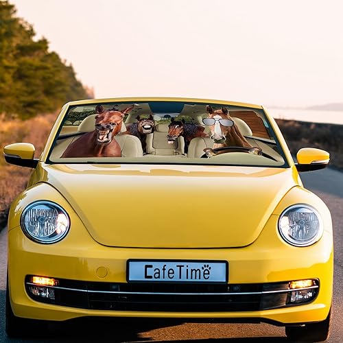 Miniatura 6 de Parasol para parabrisas delantero de automóvil, divertida decoración de caballo para vehículo, reflector de rayos UV, protector solar, mantiene el