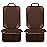 Sinvitron Car Seat Protector for Child Car Seat - Waterproof Non-Slip Leather Mat with 2 Mesh Pockets, Universal Seat Cover for Baby, Pets & Vehicles(2-Pack, Brown)