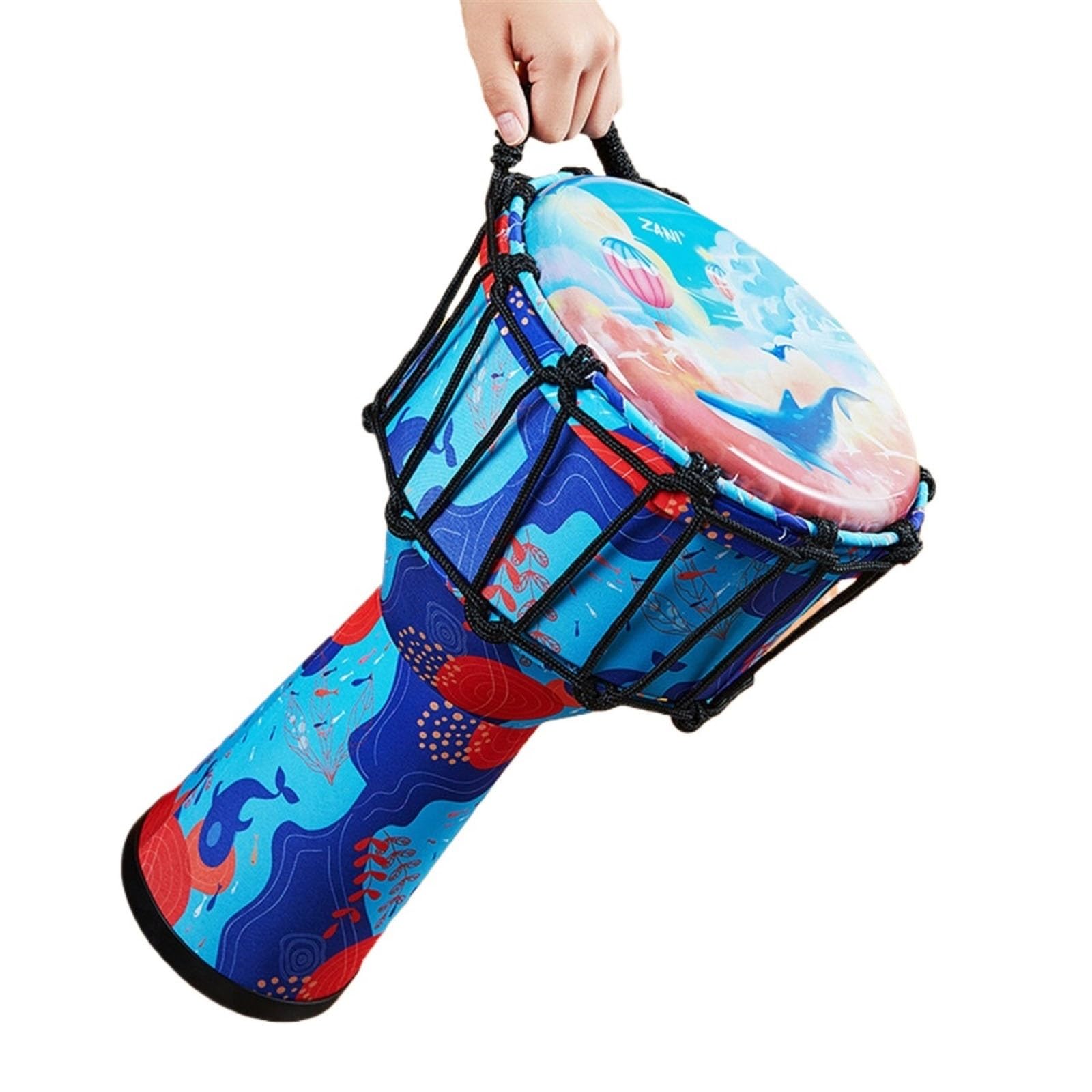 Djembe Trommel 8/10 Zoll Tragbar Percussion Große Trommel, Buschtrommel für Den Kindergarten, Musik Erleuchtung Mit Stiel(Large 10)