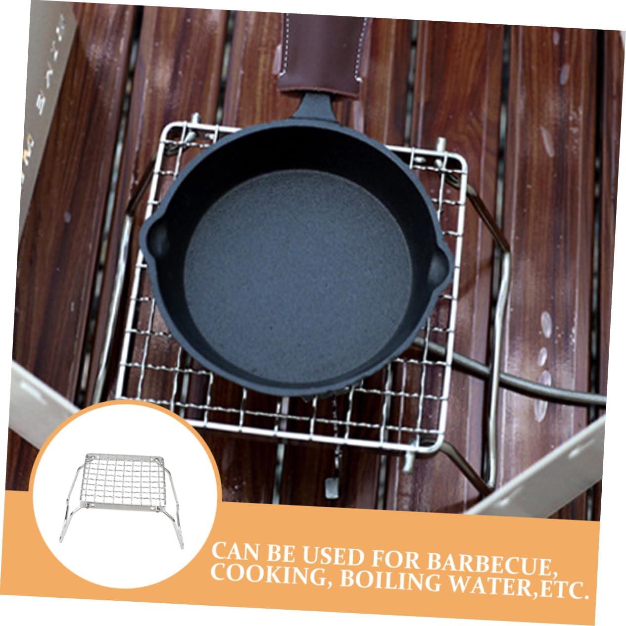 LIOOBO Folding Stainless Steel Campfire Grill for Outdoor Cooking Portable Bbq Rack for Backpacking Compact Grilling Stand for Camping and Picnics