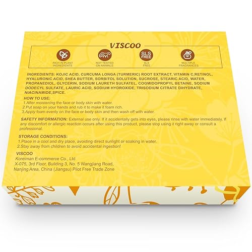Miniatura 7 de Jabón de ácido kójico, barra de jabón de cúrcuma de 3 fragancias, removedor de manchas oscuras para cara y cuerpo, contiene vitamina C, ácido