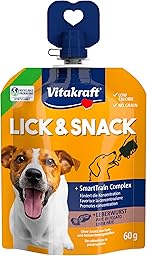 Vitakraft Lick & Snack, weiche Trainingscreme im Quetschie Format, mit Leberwurst, wiederverschließbar, ohne Zusatz von Zucker (1x 60g)