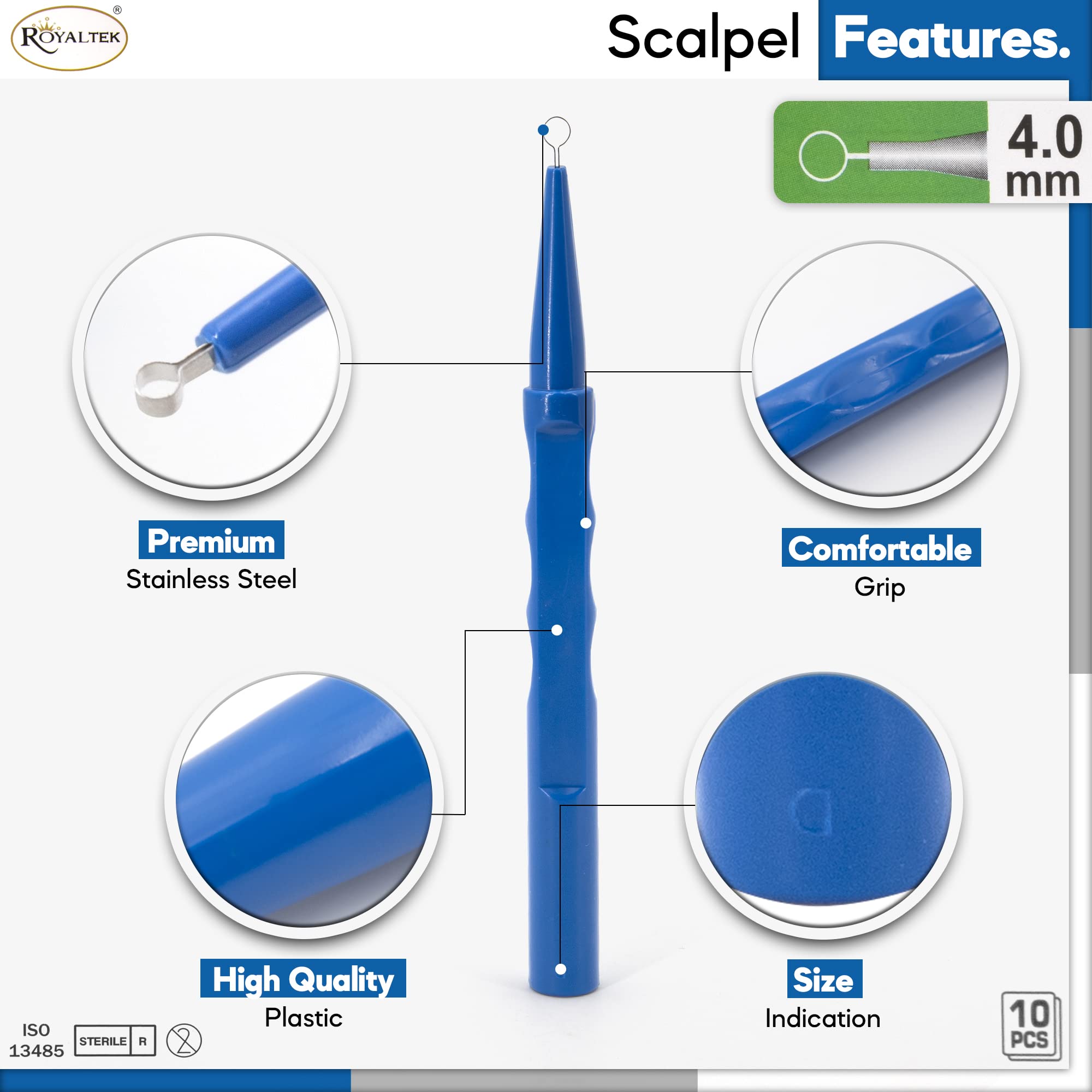 Sterile Disposable Dermal Curettes, Easy Peel Packing - Box of 10 (4.00 mm) — Amazon image 2