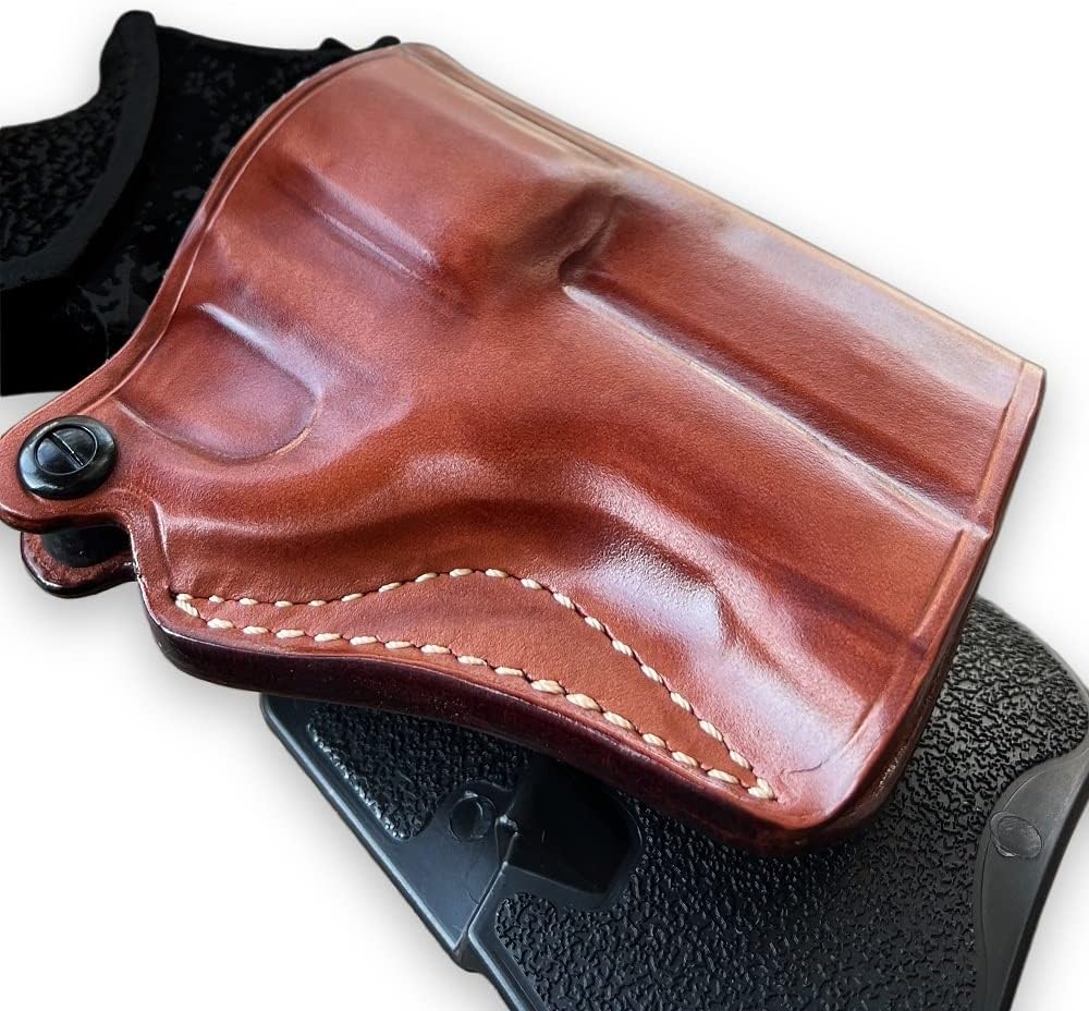 Masc Premium Leather OWB Paddle Holster with Open Top Fits, Rhino 30DS .357 Mag/9mm 3-inch, Right-Hand Draw, Brown Color #1264#