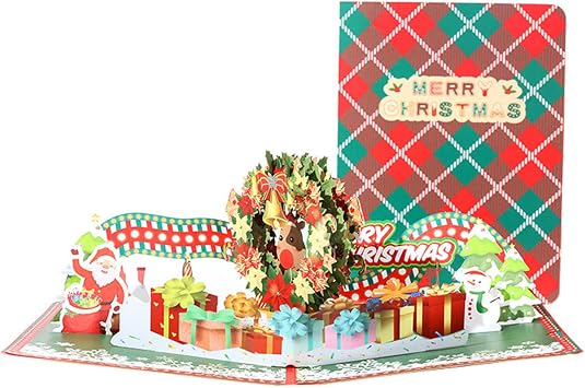 Pop Up Christmas Cards, 3D Santa Claus Christmas Cards, 6" x 8" Popup Christmas Card With Envelopes and Note Card For Husband, Wife, Kids, Mom, Teacher, Son, Daughter