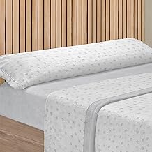 HOME MERCURY - Winter Thermal Sheets Set, Extra Soft and Adjustable, 3-Piece Pyrenees Polar Fleece Set Includes Adjustable Fitted Sheet, Top Sheet and Pillow Case (Grey Polka Dots, 150 Bed)