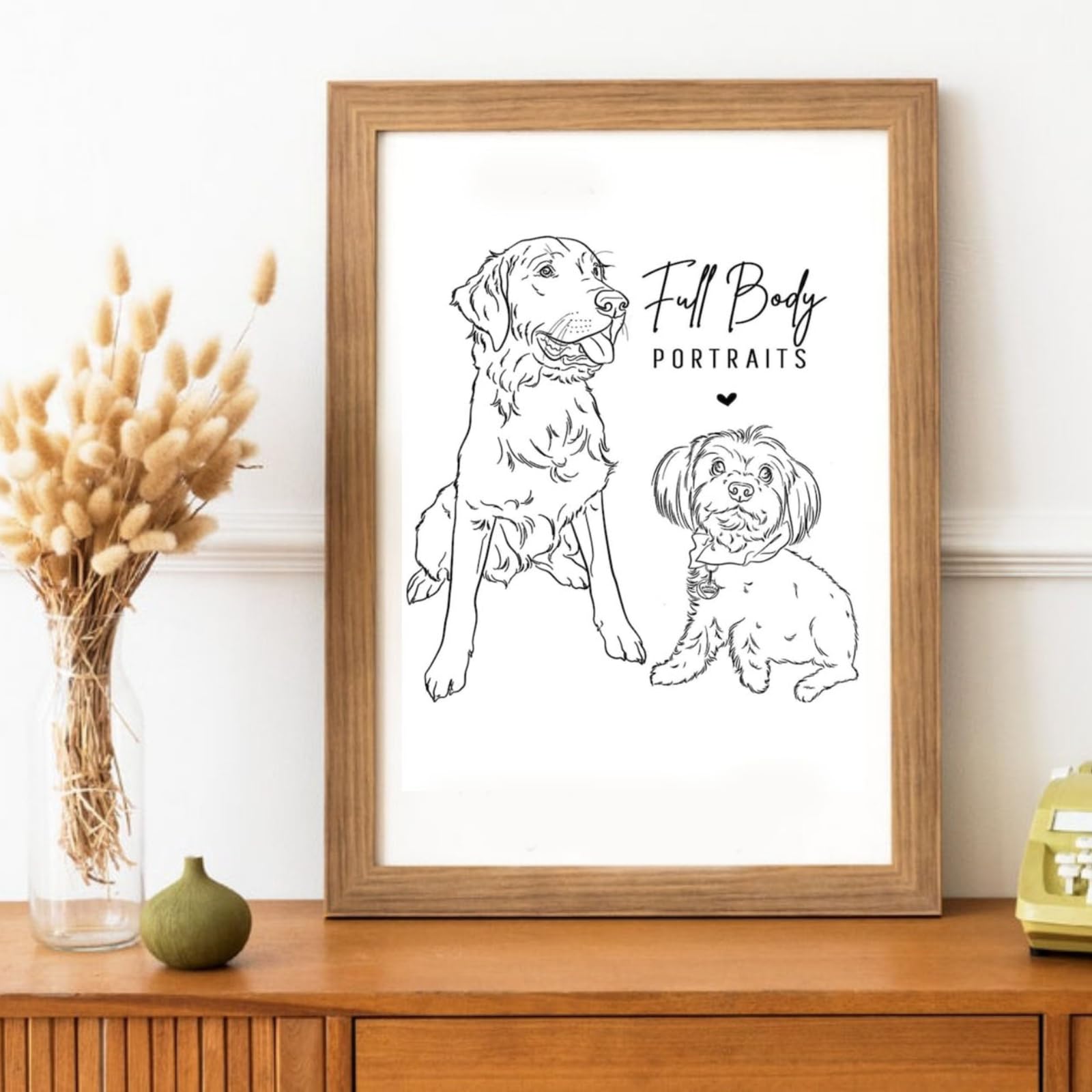 Bykiyevm Custom Line Drawing Pet,Dog Portrait,Custom Canvas Prints Wall Art,Custom Poster,Line Art Illustration Print,One Line,Pet Sketch From Photo,Pet Memorial Gifts,Personalized Gift (20 * 25cm)