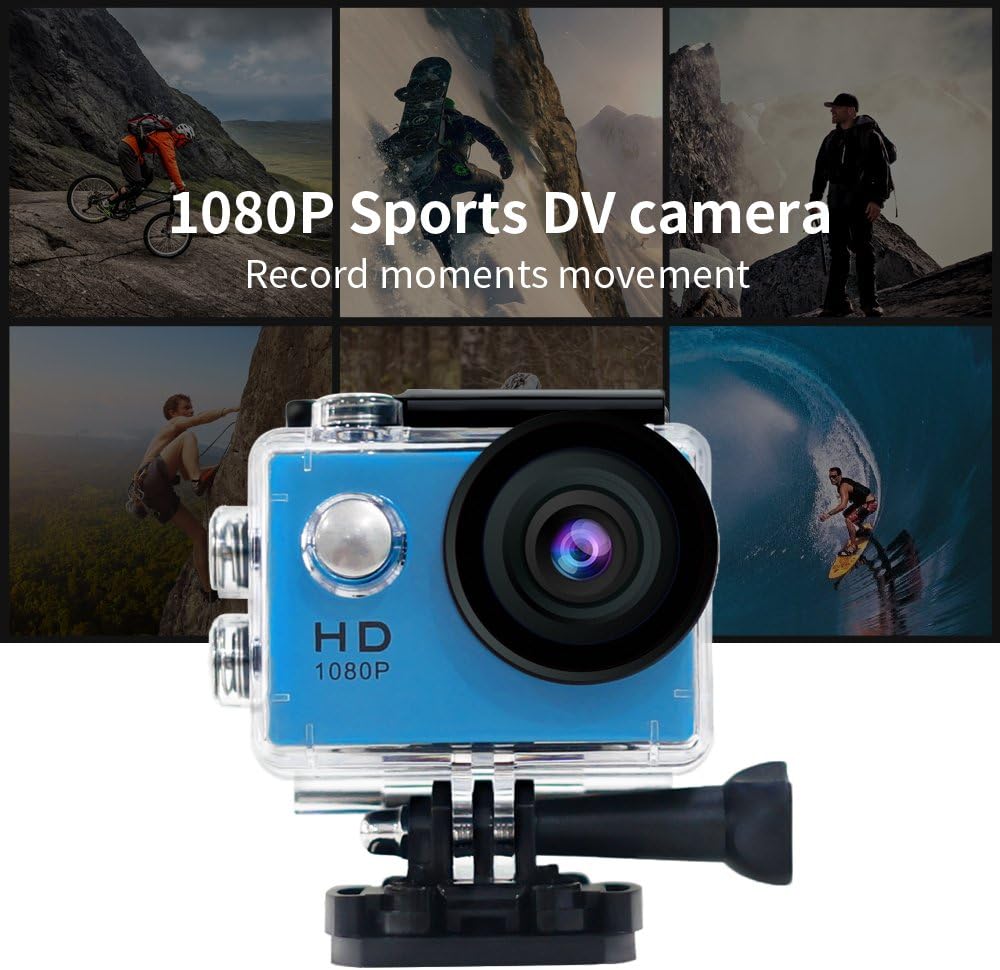 YUNTAB Sport Action Camera Vlog DV, HD 1080P 2.0 inch, 5MP, 120 Degree Wide-Angle, 30m Underwater Waterproof Camcorder(Blue)
