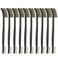 Vista 7 de Paquete de 10 cepillos de limpieza multiusos de doble punta para pistolas de 7 pulgadas, cepillos de cerdas de nailon de acero y latón (nailon)