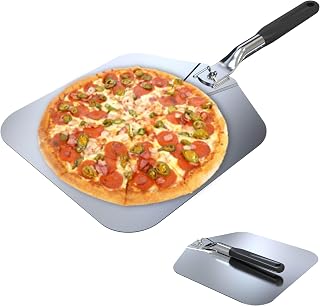 BBQSTAR 12-In Pizza Peel, Aluminum Pizza Paddle with Foldable Handle, Lightweight Pizza Turning Shovel for Pizza Oven/Grills, Homemade Pizza Accessory