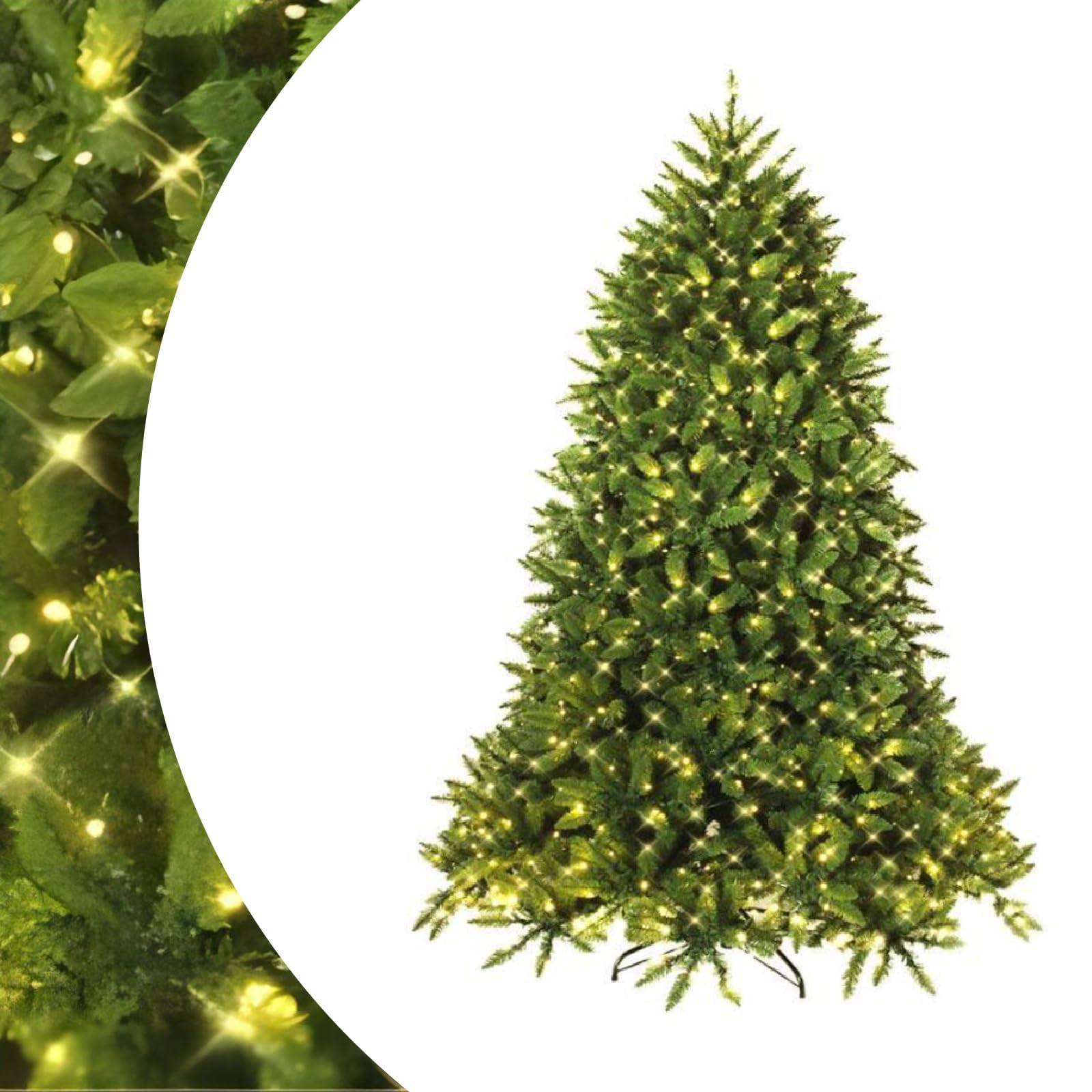 Choinka bożonarodzeniowa 5FT/6FT, sztuczna choinka z 450/650 diodami LED, 600/1250 końcówkami gałęzi i 8 trybami oświetlenia,cja na świąteczne przyjęcie do biura i domu (5FT)