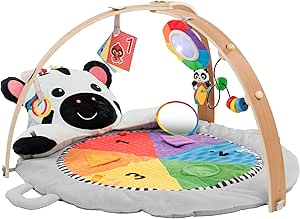 Baby Einstein Zen's Activity Milestones Plush Gym with Wooden Bar, for Infant to Toddler, 0-12 Months, Machine Washable