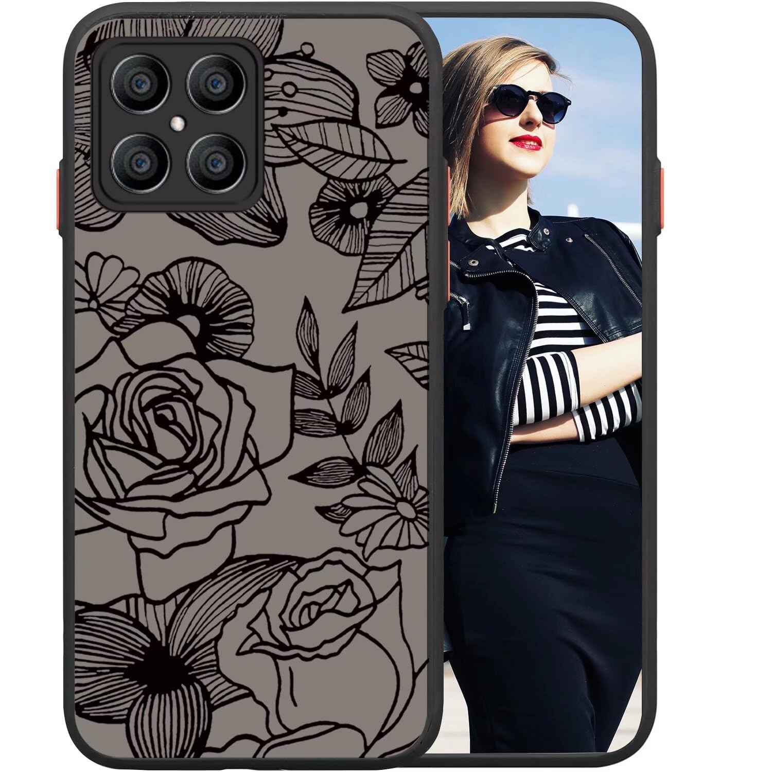 YUXING Cover per Honor X8 4G Custodia Trasparente con Pellicola Protettiva Lenti Morbida Ultra Sottile Antiurto Bumper Slim Case - Nero