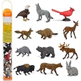 Safari Ltd Nature TOOB - 12 Mini Figurines with Rabbit, Beaver, Doe, Gray Wolf, Fox, Black Bear, Moose, Mountain Lion, Bald Eagle, and More - Educational Toy for Boys, Girls & Kids Ages 3+