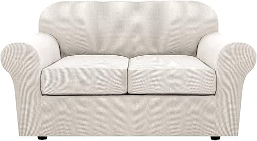 KOFOT Funda elástica para sofá, 3 piezas, funda para sofá de 2 plazas con fundas de cojín de asiento, protector de muebles para niños y mascotas, I