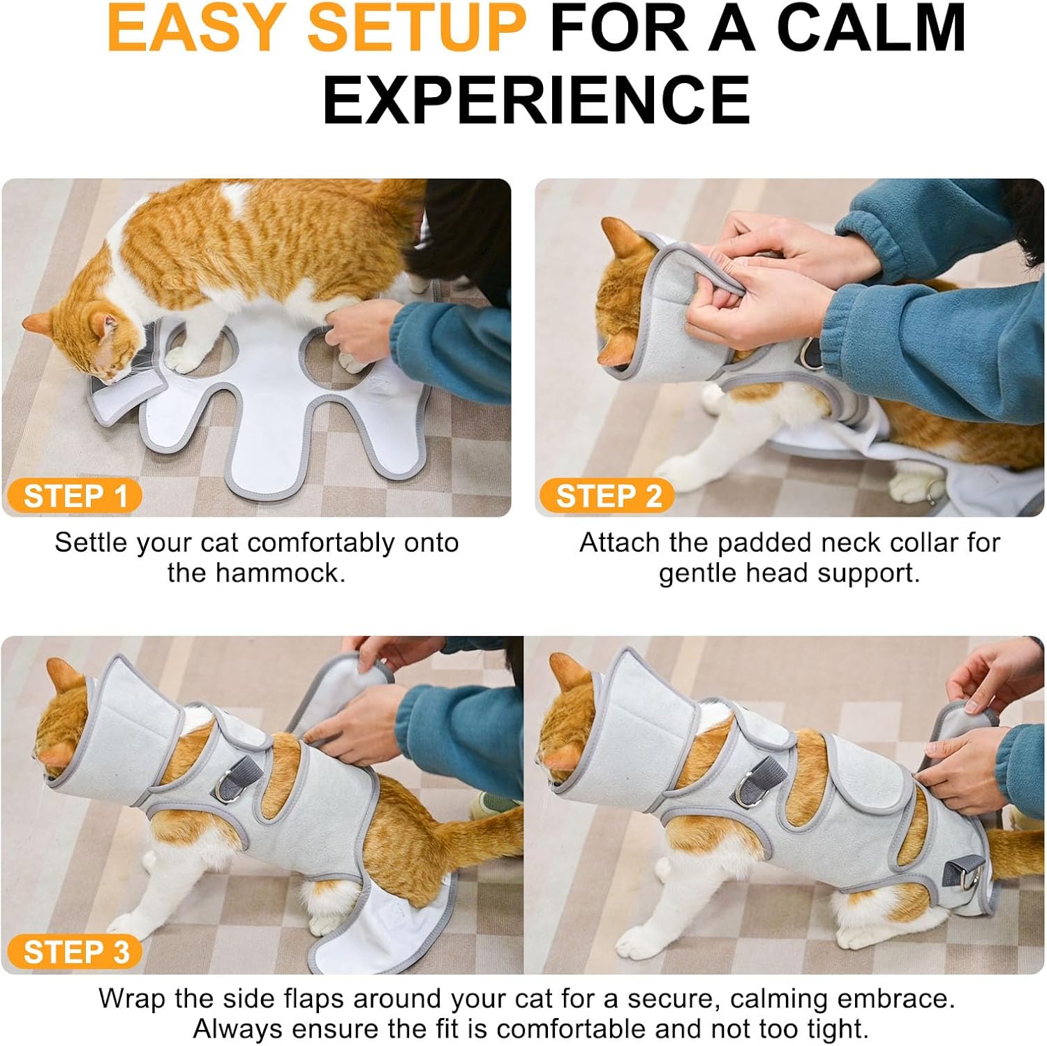 BEAUTYZOO Cat Grooming Hammock for Nail Trimming, Hanging Restraint Sling,M image 5