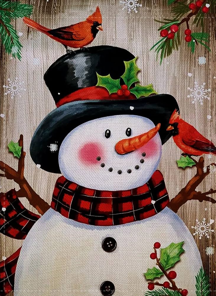 Outdoor christmas snowman with cardinals Clearance