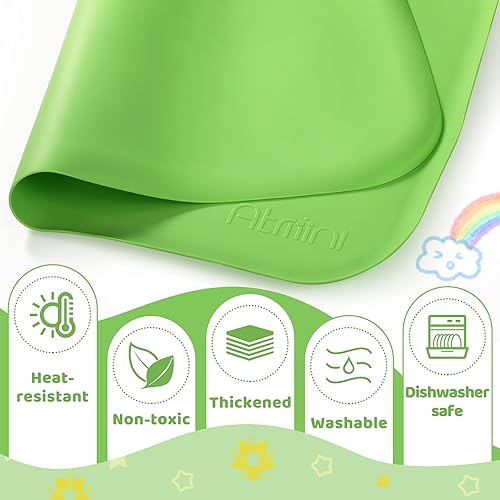 Miniatura 4 de Alfombrillas de silicona para niños de 24 x 16 pulgadas, con borde elevado y antideslizante, tapete de silicona reutilizable para jugar arena,