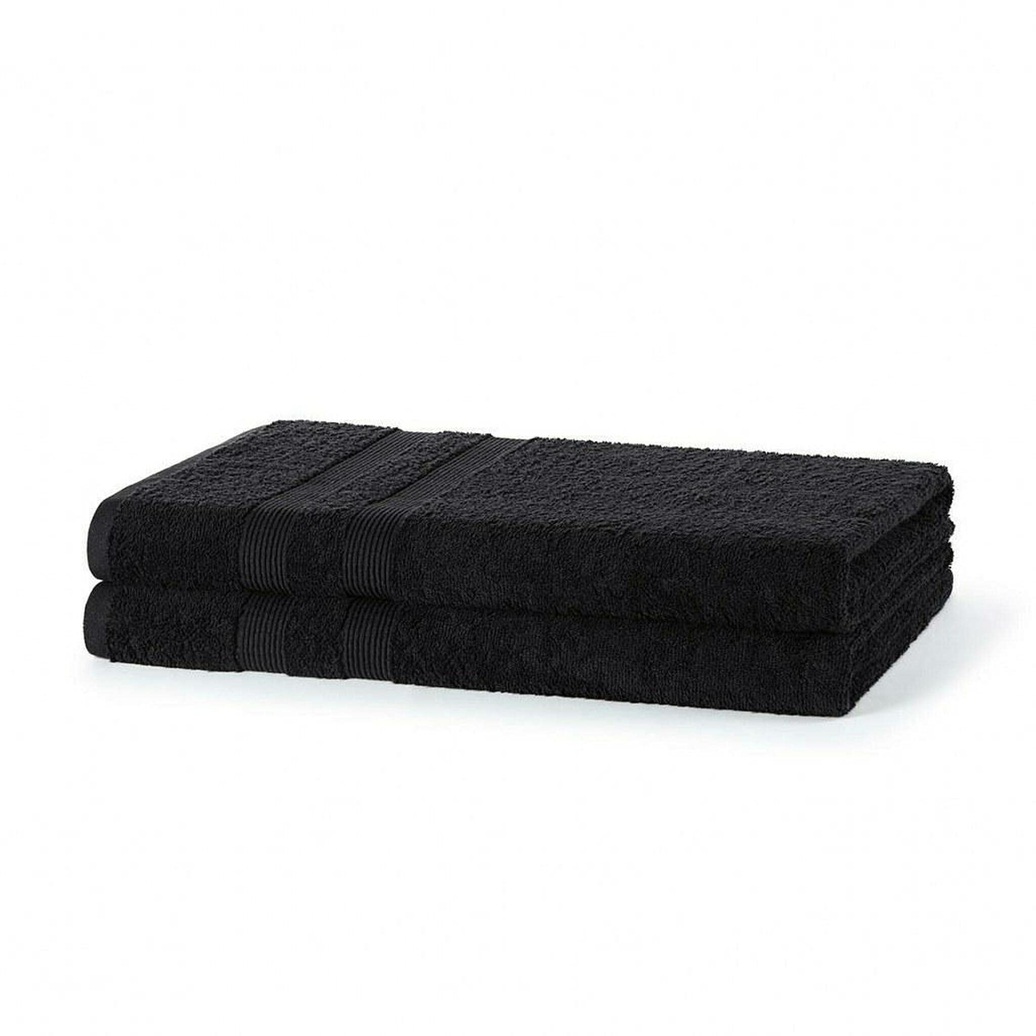 Vozbi Towels Jumbo Bath Sheet Pack of 2-500 GSM Ring Spun Cotton Bath Towel - Egyptian Cotton Bath Towels Set - Hotel & Spa Bathroom Accessories - Extra Large Beach Towel Set 90x150cm (Black)
